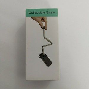 Collapsible Straw Stainless Steel Silicone Squeegee black